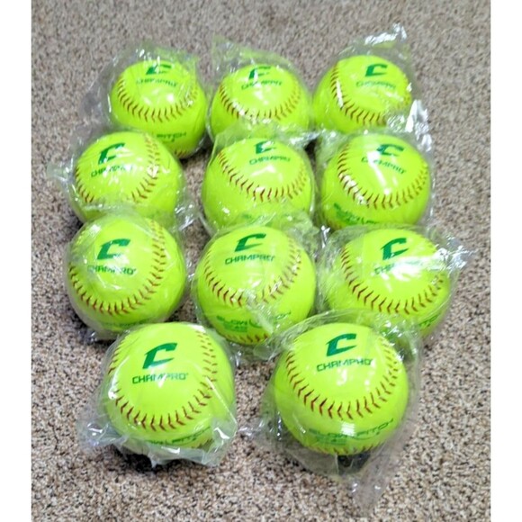 Champro ASA 12" Slow Pitch Softballs .52 COR Durahide Yellow – Lot of 11 Balls - Picture 1 of 16